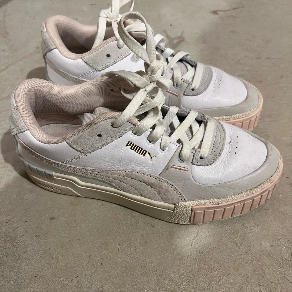 Puma White and Light Pink Sneakers